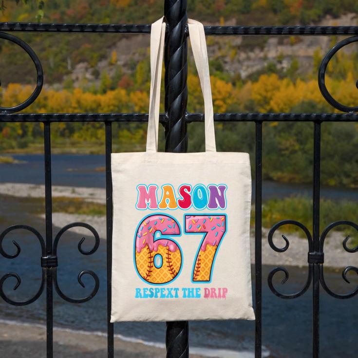 6 7 Mason Baseball Drip Number 67 Player Or 67th Birthday Canvas Tote Bag