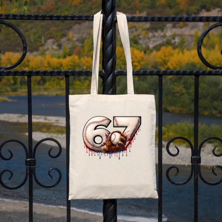 6 7 Six Seven American Baseball Graphic Canvas Tote Bag