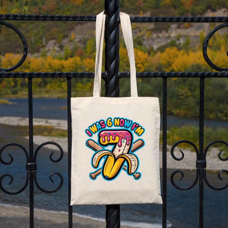 I Was 6 Now I’m 7 Banana Drip Birthday Baseball Canvas Tote Bag I Was 6 Now I’m 7 Banana Drip Birthday Baseball Canvas Tote Bag