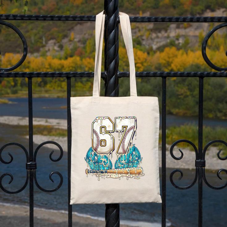 67 Baseball Drip Boys Youth Kids 6-7 Ice Cream Dripping 6 7 Canvas Tote Bag