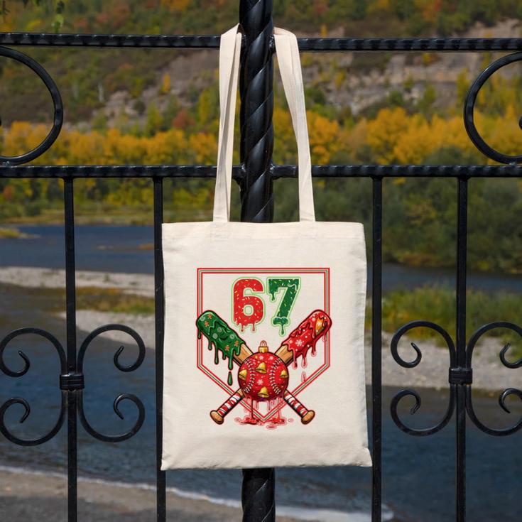 67 Baseball Drip Christmas Meme Six Seven Gen Alpha Slang Canvas Tote Bag