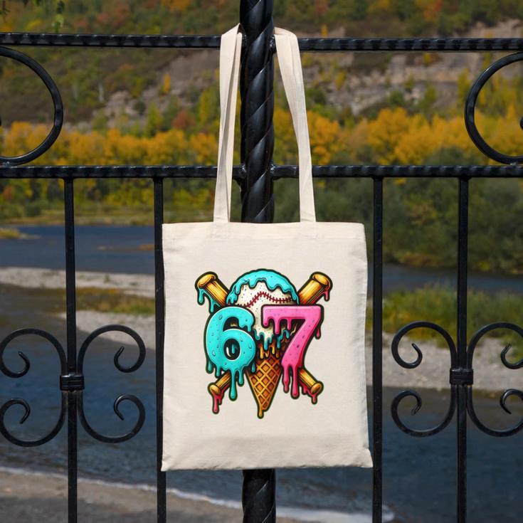 67 Baseball Ice Cream Drip Kids Canvas Tote Bag 67 Baseball Ice Cream Drip Kids Canvas Tote Bag