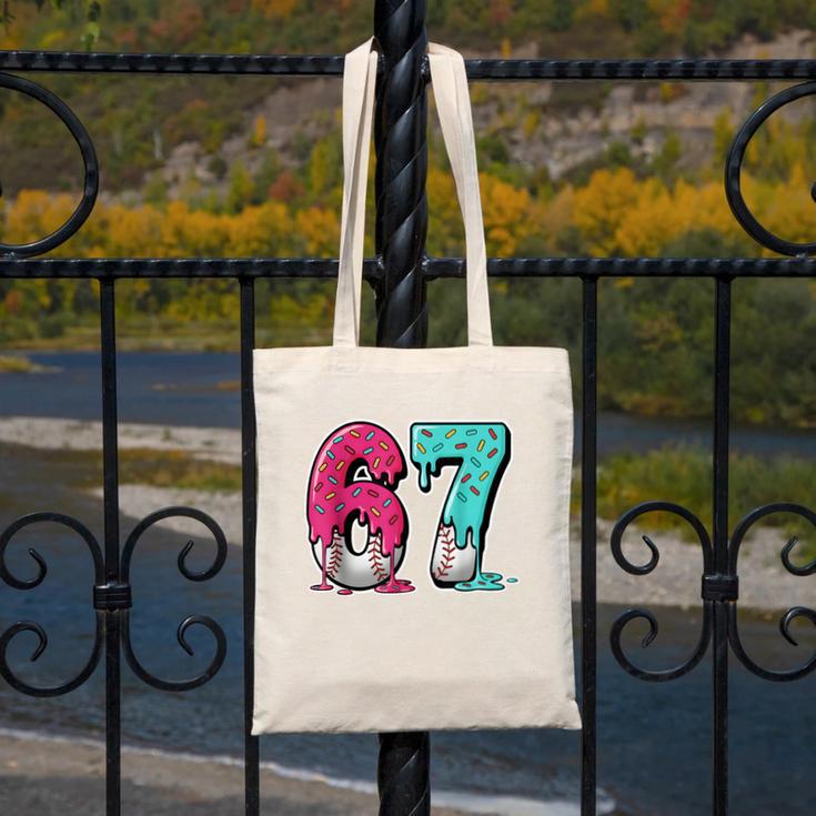 67 Ice Cream Drip Baseball Gen Alpha Slang Six Seven Meme Canvas Tote Bag