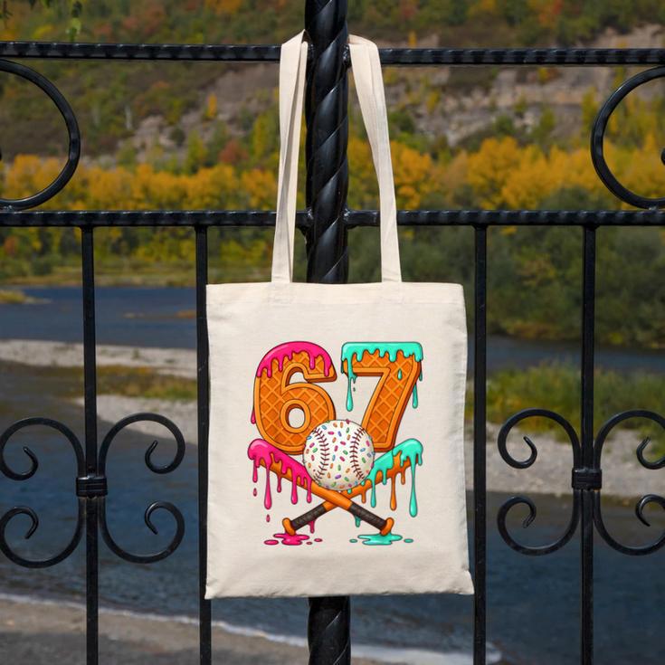 67 Ice Cream Drip Baseball Number 67 Player 67th Birthday Canvas Tote Bag 67 Ice Cream Drip Baseball Number 67 Player 67th Birthday Canvas Tote Bag