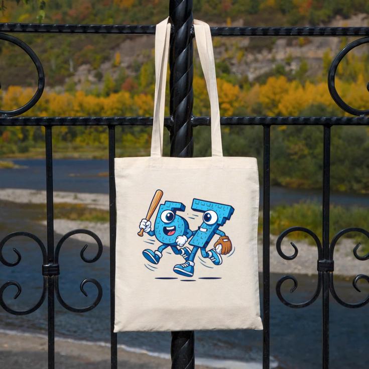 67 Six Seven Italian Brainrot Kid Baseball 67 Meme Christmas Canvas Tote Bag