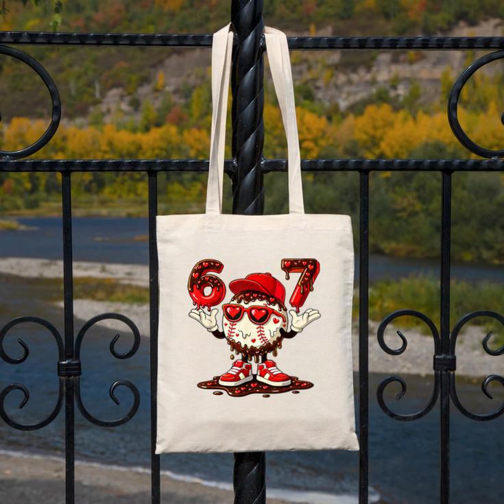 67 Valentine Day Baseball Chocolate Ice Cream Drip Canvas Tote Bag