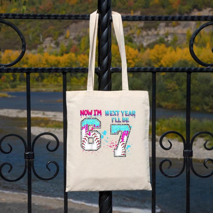 6th Birthday Now I'm 6 Next Year I'Ll Be 7 Baseball Drip 67 Canvas Tote Bag 6th Birthday Now I'm 6 Next Year I'Ll Be 7 Baseball Drip 67 Canvas Tote Bag