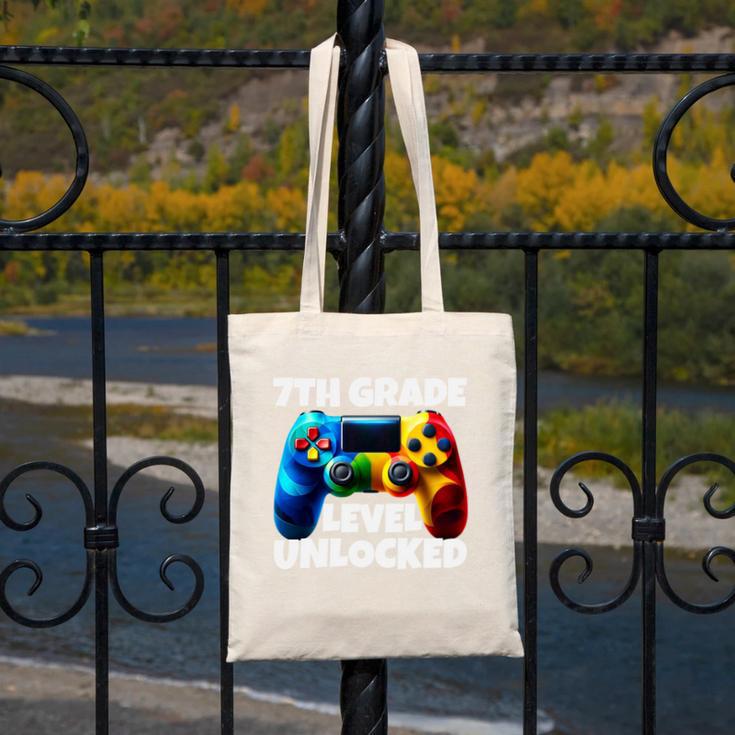 7th Grade Level Unlocked Back To School Gamer Boys Girls Canvas Tote Bag