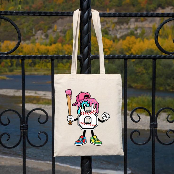 8th Birthday Baseball Ice-Cream Drip 8 Years Old Boys Girls Canvas Tote Bag 8th Birthday Baseball Ice-Cream Drip 8 Years Old Boys Girls Canvas Tote Bag