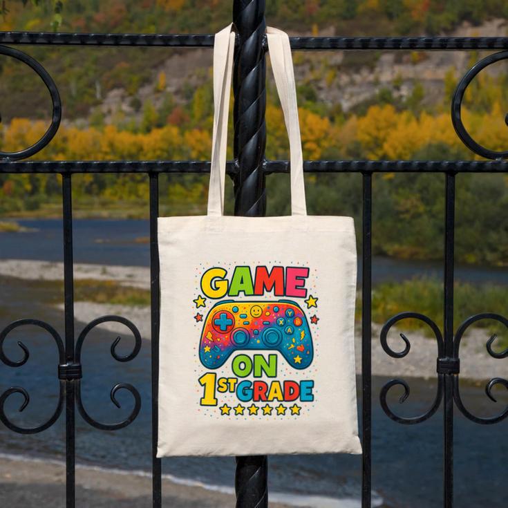 Back To School 1st Grade Boys Gamer First Day School Level Canvas Tote Bag Back To School 1st Grade Boys Gamer First Day School Level Canvas Tote Bag