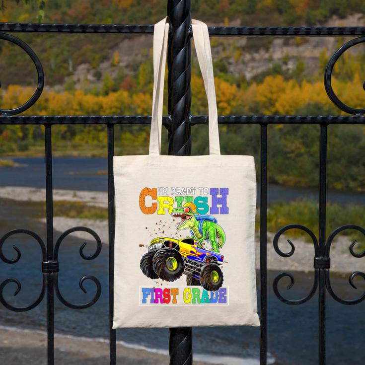 Back To School Boy Dinosaur I'm Ready To Crush First Grade Canvas Tote Bag Back To School Boy Dinosaur I'm Ready To Crush First Grade Canvas Tote Bag