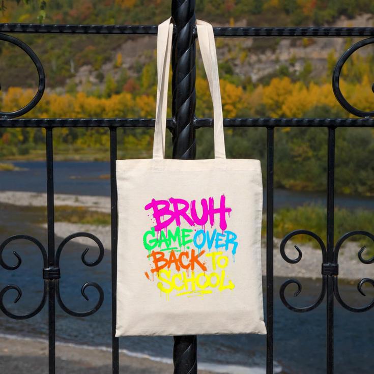 Back To School Bruh Game Over Gaming Boys Canvas Tote Bag Back To School Bruh Game Over Gaming Boys Canvas Tote Bag