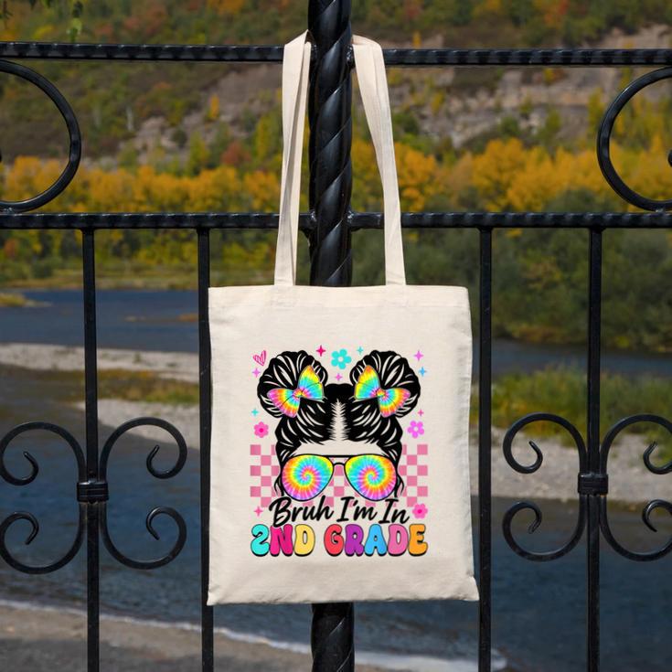 Back To School Bruh I'm In 2nd Grade Cute Girls Messy Bun Canvas Tote Bag Back To School Bruh I'm In 2nd Grade Cute Girls Messy Bun Canvas Tote Bag
