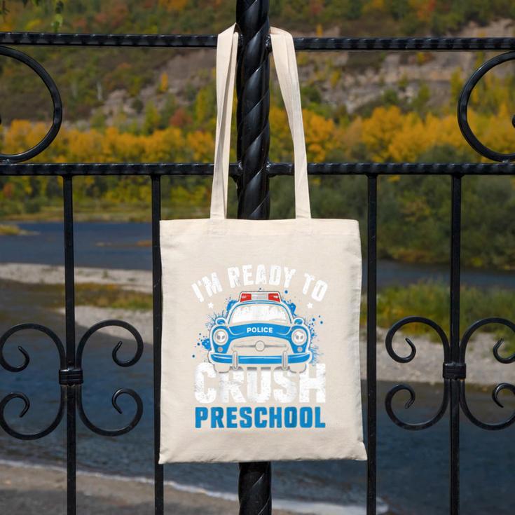 Back To School First Day Of Preschool Police Car Boys Canvas Tote Bag