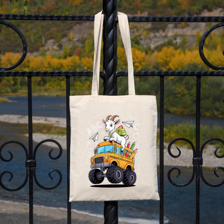 Back To School Goat School Bus 100 Days Of School Canvas Tote Bag Back To School Goat School Bus 100 Days Of School Canvas Tote Bag