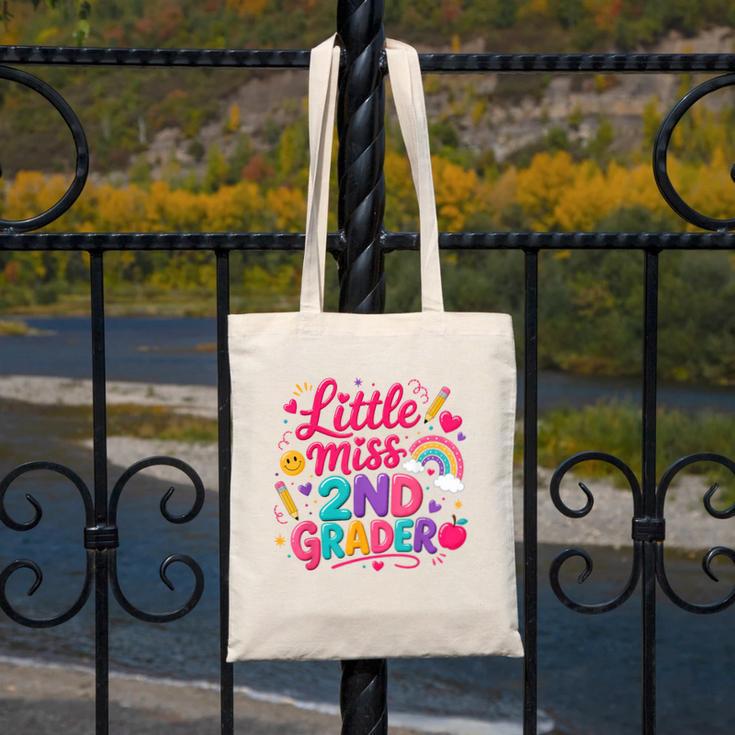 Back To School Little Miss 2nd Grader Rainbow Girl Canvas Tote Bag