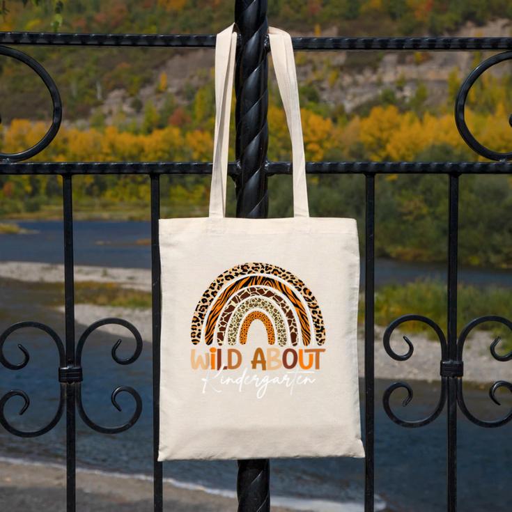 Back To School Wild About Kindergarten Leopard Rainbow Canvas Tote Bag Back To School Wild About Kindergarten Leopard Rainbow Canvas Tote Bag