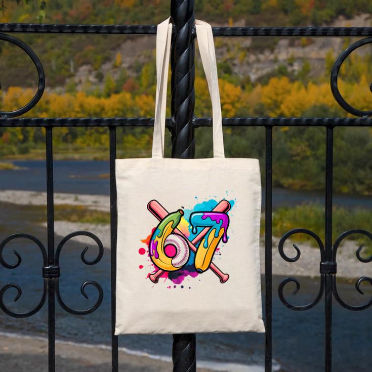 Banana Baseball 67 Ice Cream Drip Meme Canvas Tote Bag