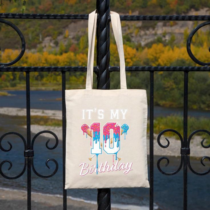 Baseball 10 Year Old Ice Cream Drip 10th Birthday Boys Canvas Tote Bag Baseball 10 Year Old Ice Cream Drip 10th Birthday Boys Canvas Tote Bag