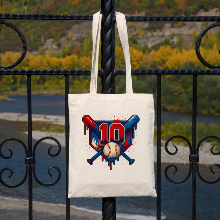 Baseball 10 Year Old Splash Drip 10th Birthday Boy Number 10 Canvas Tote Bag Baseball 10 Year Old Splash Drip 10th Birthday Boy Number 10 Canvas Tote Bag