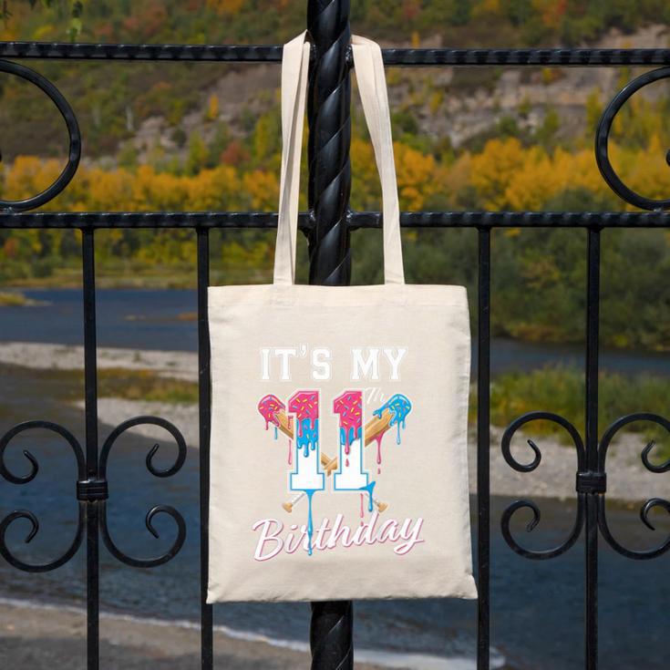 Baseball 11 Year Old Ice Cream Drip 11th Birthday Boys Canvas Tote Bag Baseball 11 Year Old Ice Cream Drip 11th Birthday Boys Canvas Tote Bag
