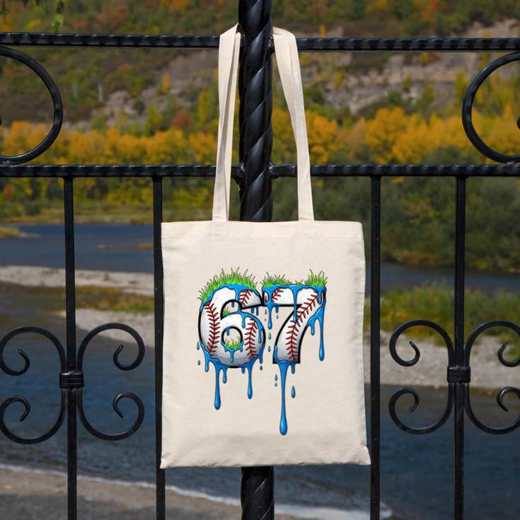 Baseball 67 Six Seven Gen Alpha Meme Blue Drip Boys Canvas Tote Bag
