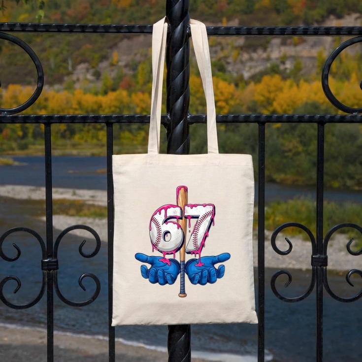 Baseball 67 Six Seven Gen Alpha Meme Drip Canvas Tote Bag