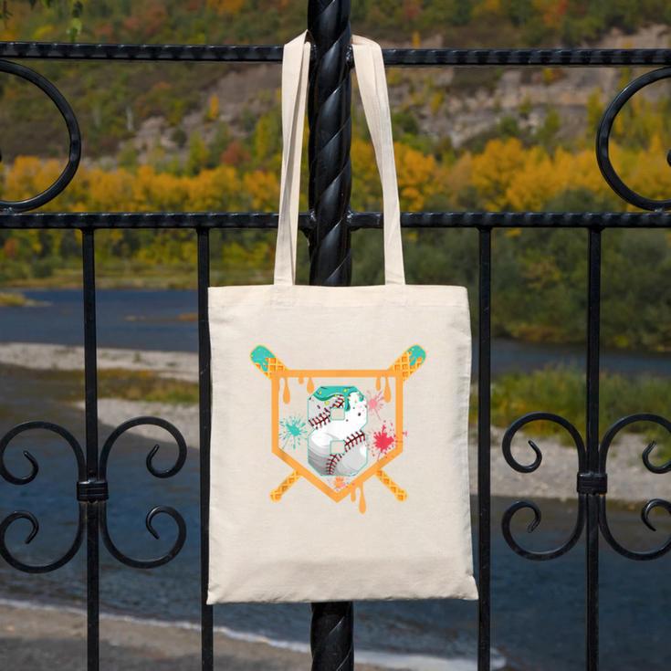 Baseball 8 Year Old Ice Cream Drip 8th Birthday Boy Number 8 Canvas Tote Bag