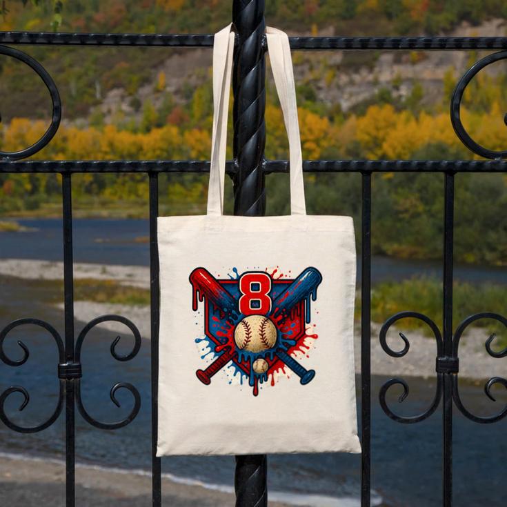 Baseball 8 Year Old Splash Drip 8th Birthday Boy Number 8 Canvas Tote Bag Baseball 8 Year Old Splash Drip 8th Birthday Boy Number 8 Canvas Tote Bag
