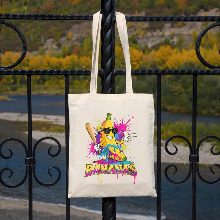 Baseball Banana Splatter Sports Kids Teens Canvas Tote Bag