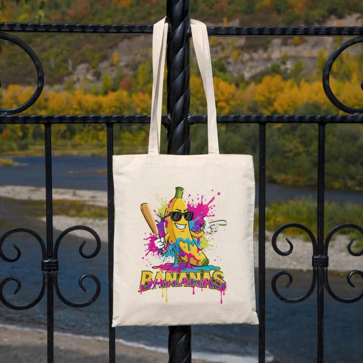 Baseball Banana Splatter Sports Kids Teens Premium Tri-Blend Canvas Tote Bag
