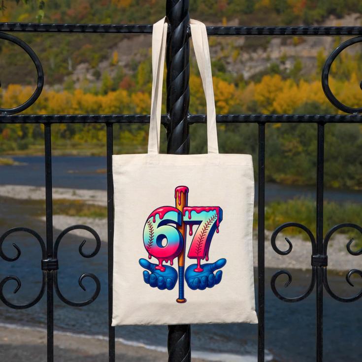 Baseball Bat Hands Drip 67 Six Seven Gen Alpha Slang Meme Canvas Tote Bag Baseball Bat Hands Drip 67 Six Seven Gen Alpha Slang Meme Canvas Tote Bag