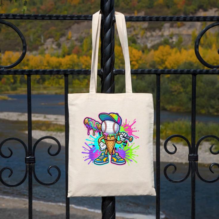 Baseball Boys Clothes For Boys Ice Cream Drip Baseball Stuff Canvas Tote Bag Baseball Boys Clothes For Boys Ice Cream Drip Baseball Stuff Canvas Tote Bag
