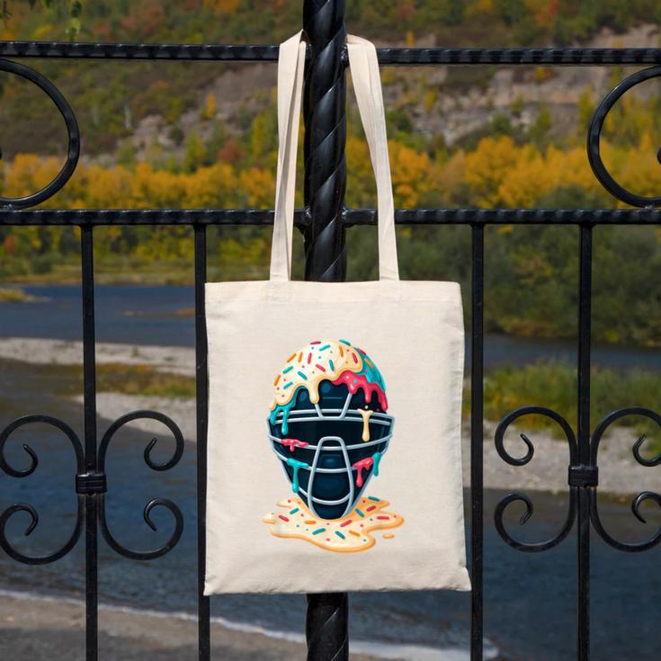 Baseball Catcher Mask Ice Cream Dripping Baseball Boy Youth Canvas Tote Bag Baseball Catcher Mask Ice Cream Dripping Baseball Boy Youth Canvas Tote Bag