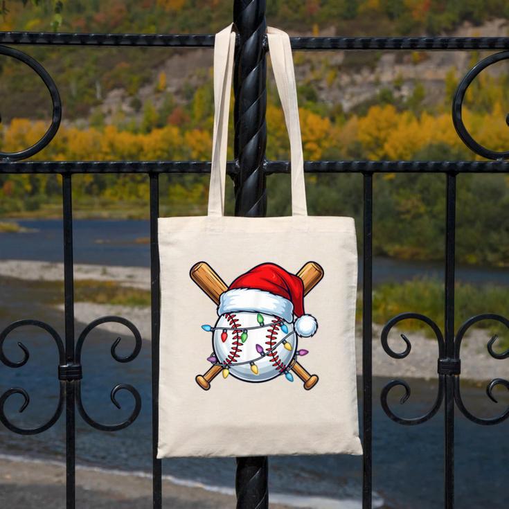 Baseball Christmas Lights Santa Christmas Baseball Player Canvas Tote Bag Baseball Christmas Lights Santa Christmas Baseball Player Canvas Tote Bag