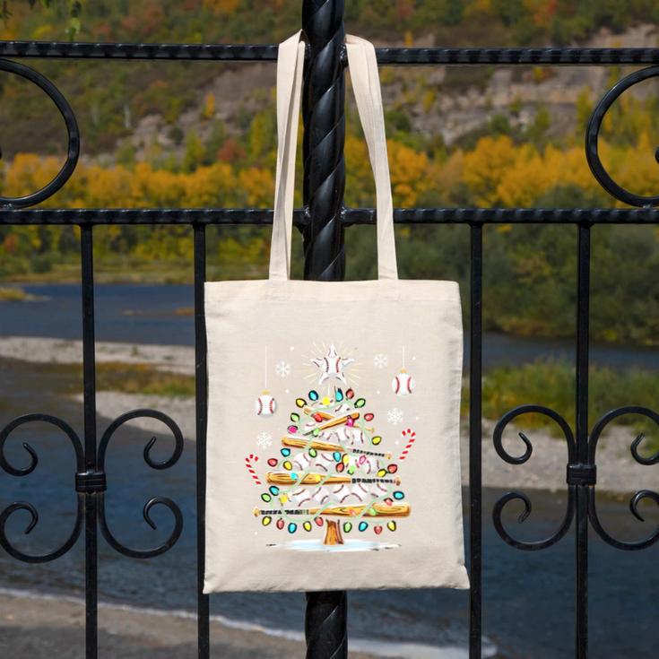 Baseball Christmas Tree Lights Canvas Tote Bag