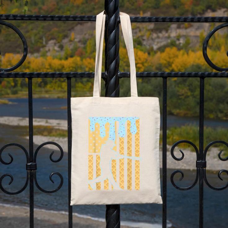 Baseball Drip Boys Dripping Ice Cream Baseball American Flag Canvas Tote Bag