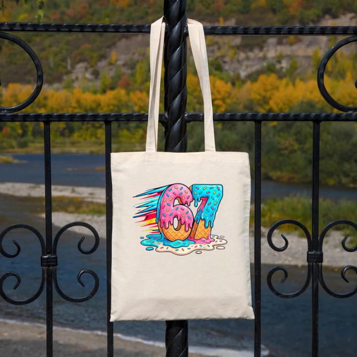 Baseball Drip Ice Cream 67 Graffiti Splash Melt Canvas Tote Bag
