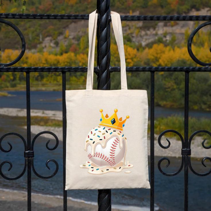 Baseball Drip Ice Cream Crown Melt Graphic Canvas Tote Bag Baseball Drip Ice Cream Crown Melt Graphic Canvas Tote Bag