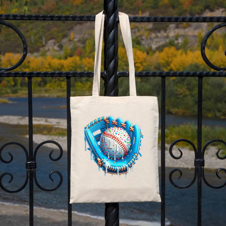 Baseball Drip Ice Cream Glove With Sprinkles Ball Boys Youth Canvas Tote Bag