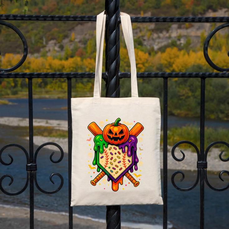 Baseball Drip Ice Cream Drip Halloween Baseball Lovers Canvas Tote Bag