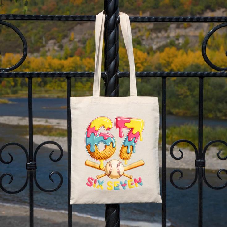 Baseball Drip Ice Cream Number 67 Player Lifestyle Canvas Tote Bag
