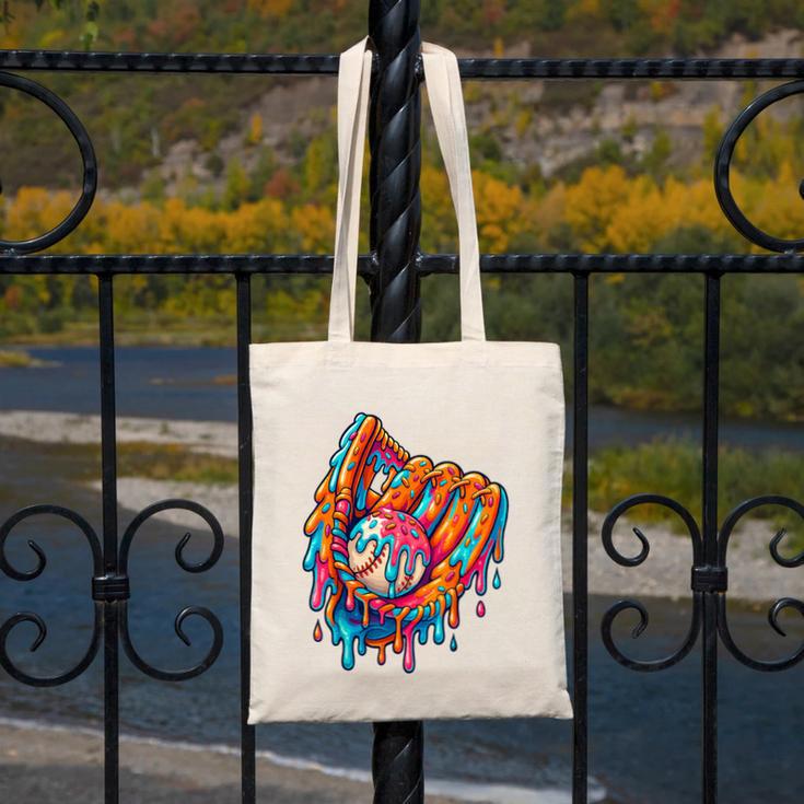 Baseball Drip Ice Cream Sprinkles Baseball Glove For Boys Canvas Tote Bag