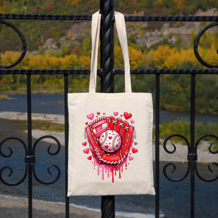 Baseball Drip Ice Cream Sprinkles Valentines Day Baseball Canvas Tote Bag