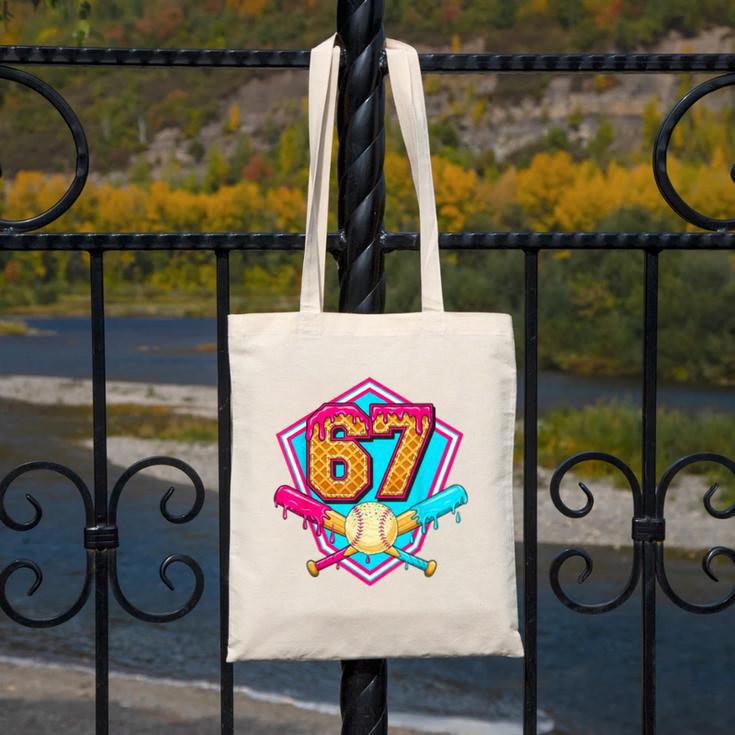 Baseball Drip Jersey Number 67 For Players & 67th Birthday Canvas Tote Bag
