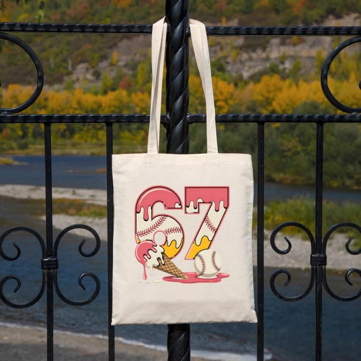 Baseball Drip Number 67 Player Ice Cream Or 67th Birthday Canvas Tote Bag