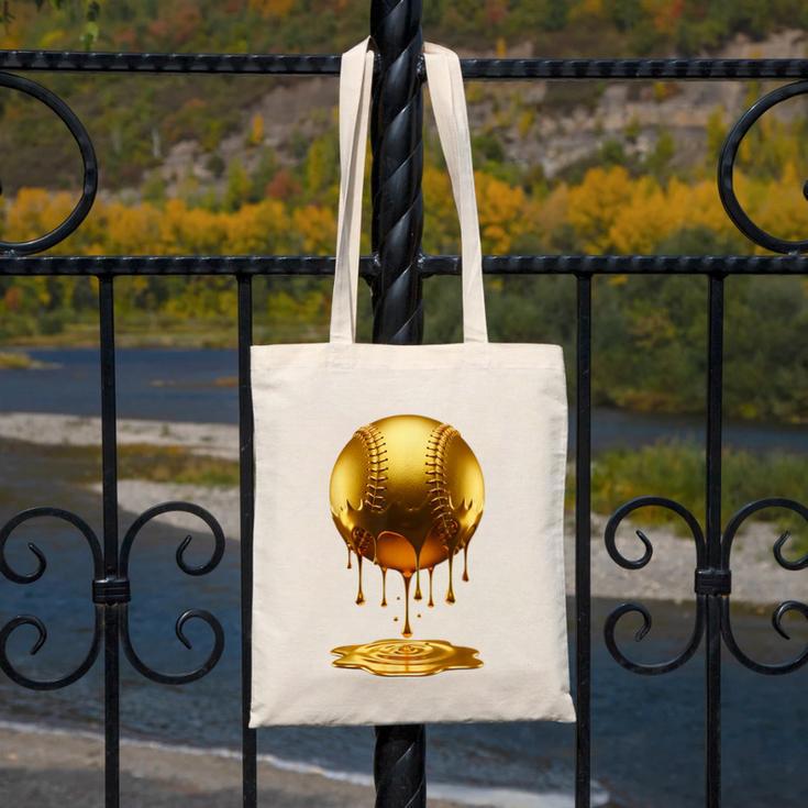 Baseball Dripping Drip Gold Sport Player Coach Baller Canvas Tote Bag Baseball Dripping Drip Gold Sport Player Coach Baller Canvas Tote Bag