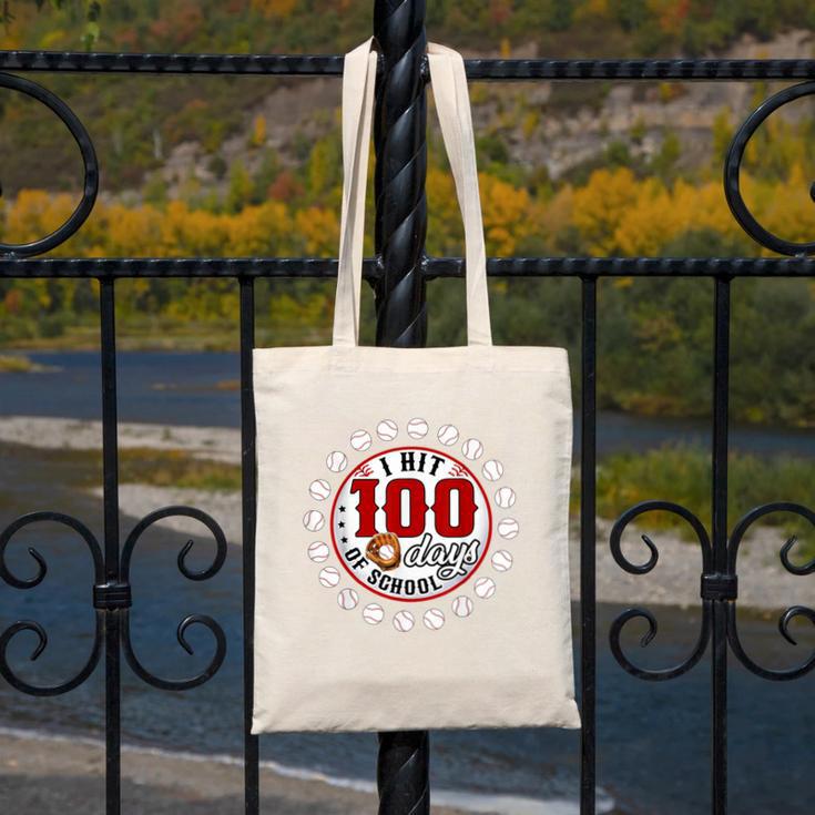 Baseball I Hit 100 Days Of School Baseball Player Kids Boys Canvas Tote Bag Baseball I Hit 100 Days Of School Baseball Player Kids Boys Canvas Tote Bag