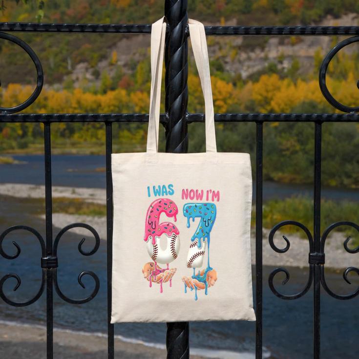 Baseball Ice Cream I Was 6 Now I'm 7 67 Birthday Boy Canvas Tote Bag Baseball Ice Cream I Was 6 Now I'm 7 67 Birthday Boy Canvas Tote Bag