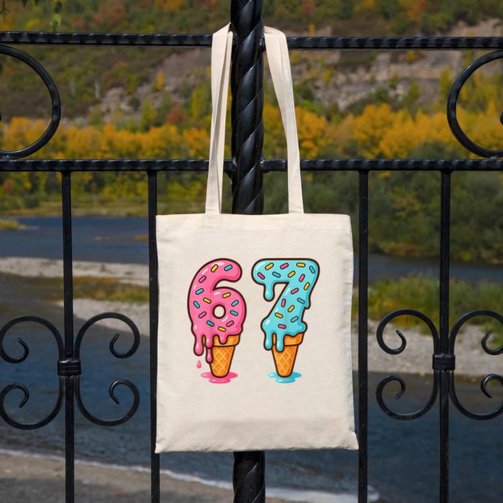 Baseball Ice Cream Drip 6 7 Kids 67 Birthday Canvas Tote Bag